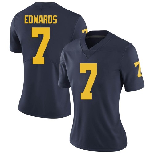 Donovan Edwards Michigan Wolverines Women's NCAA #7 Navy Limited Brand Jordan College Stitched Football Jersey XBC4254LQ
